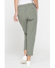 PANTALONE CROPPED IN MISTO LINO COMFORT FIT.