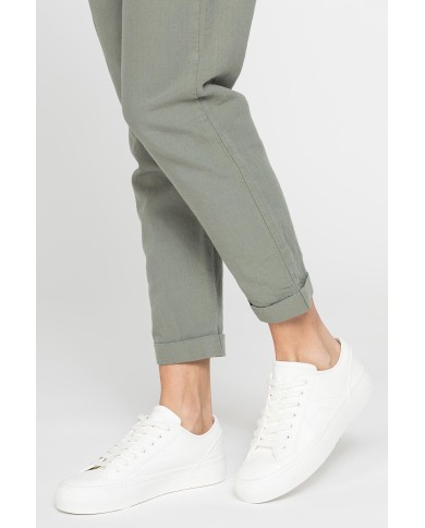 PANTALONE CROPPED IN MISTO LINO COMFORT FIT.