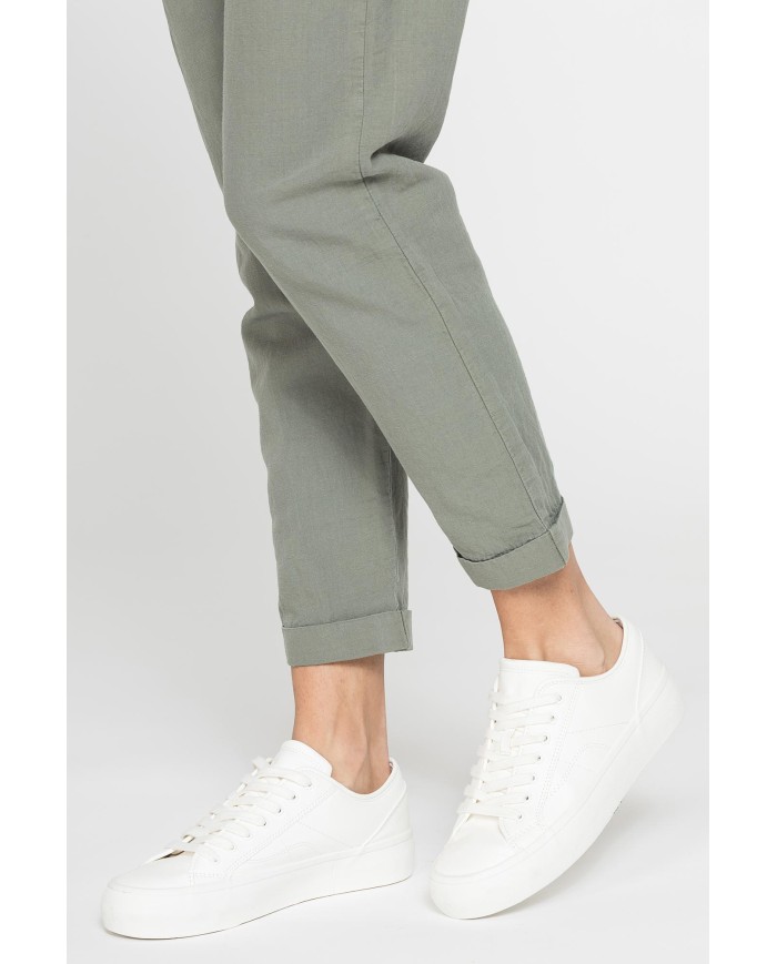 PANTALONE CROPPED IN MISTO LINO COMFORT FIT.