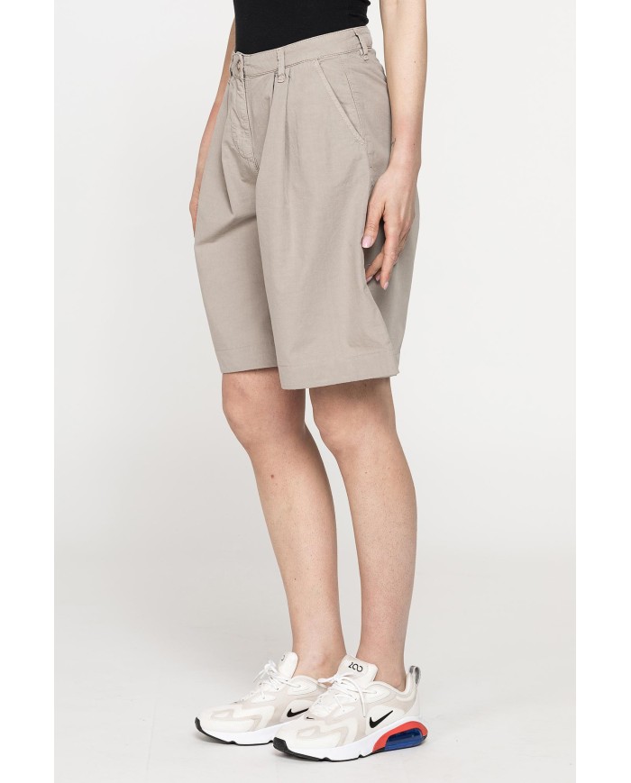 BERMUDA CON PIEGHE IN POPELINE 100% COTONE