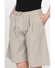 BERMUDA CON PIEGHE IN POPELINE 100% COTONE