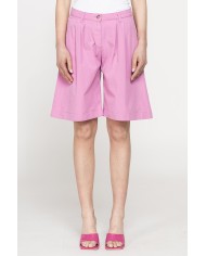 BERMUDA CON PIEGHE IN POPELINE 100% COTONE