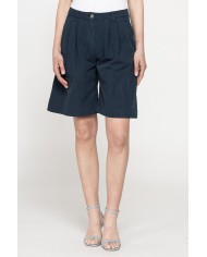 BERMUDA CON PIEGHE IN POPELINE 100% COTONE