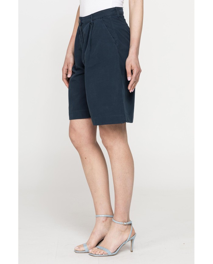 BERMUDA CON PIEGHE IN POPELINE 100% COTONE