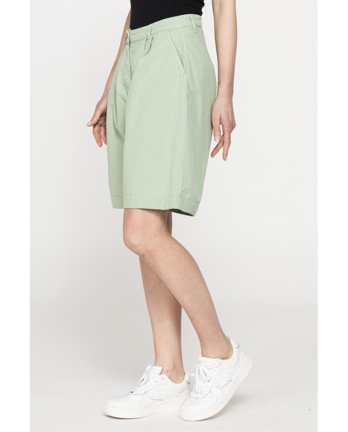 BERMUDA CON PIEGHE IN POPELINE 100% COTONE