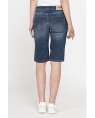 BERMUDA IN DENIM LEGGERO CON STRAPPI 100% COTONE. Vita regolare.