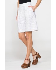 BERMUDA CON PIEGHE IN IN TESSUTO LINO COTONE