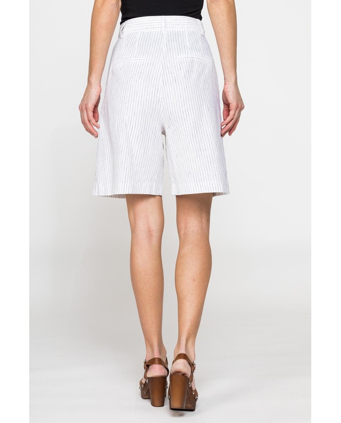 BERMUDA CON PIEGHE IN IN TESSUTO LINO COTONE