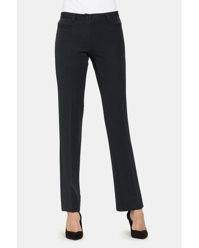 PANTALONI IN MISTO VISCOSA. Vita bassa e gamba regolare.