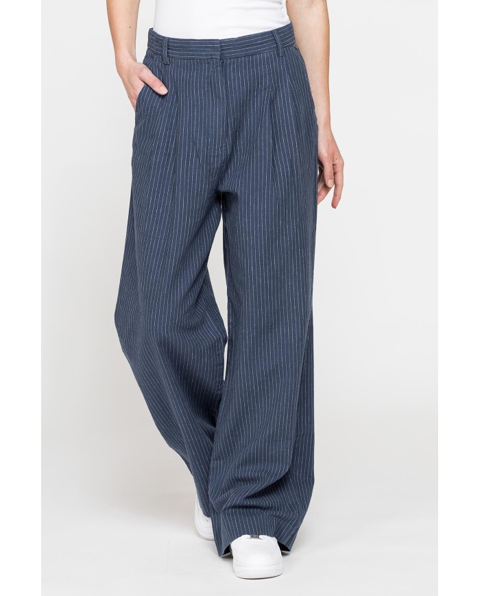 PANTALONE PALAZZO IN TESSUTO LINO COTONE