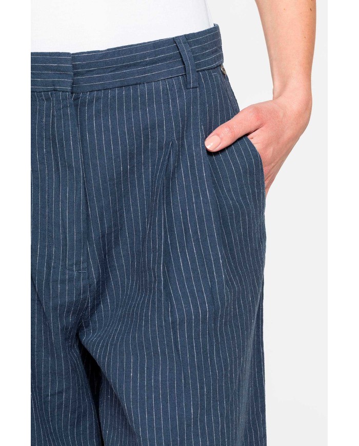 PANTALONE PALAZZO IN TESSUTO LINO COTONE
