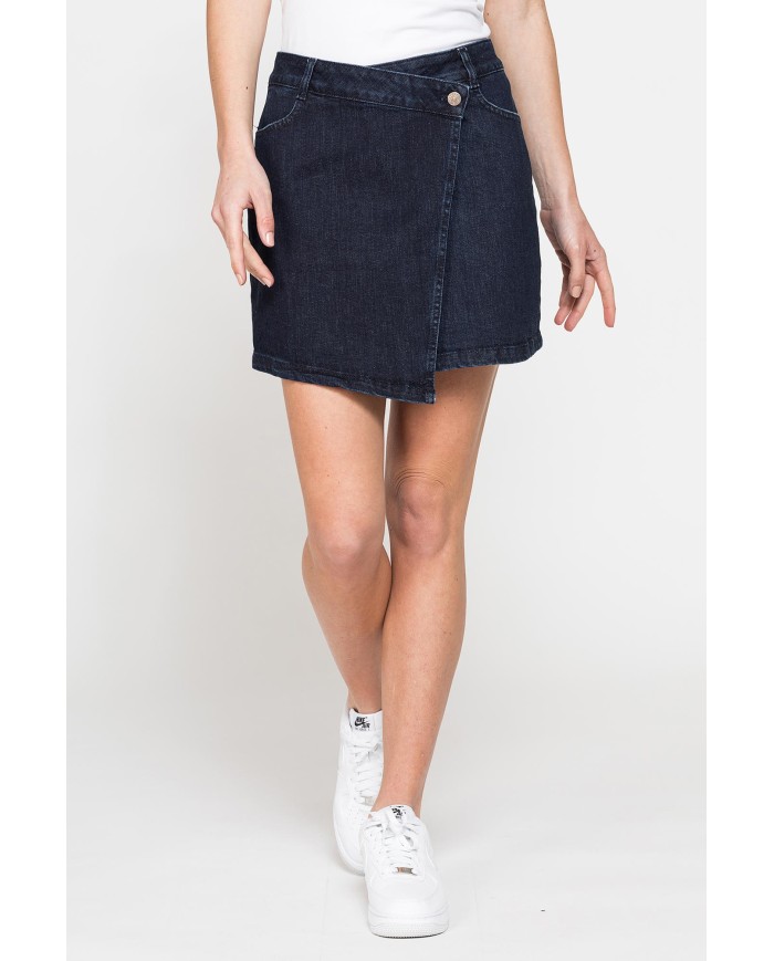MINIGONNA ASIMMETRICA IN DENIM STRETCH 12oz
