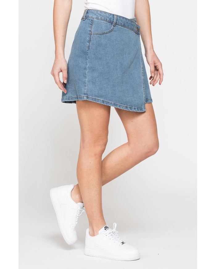 MINIGONNA ASIMMETRICA IN DENIM STRETCH 12oz
