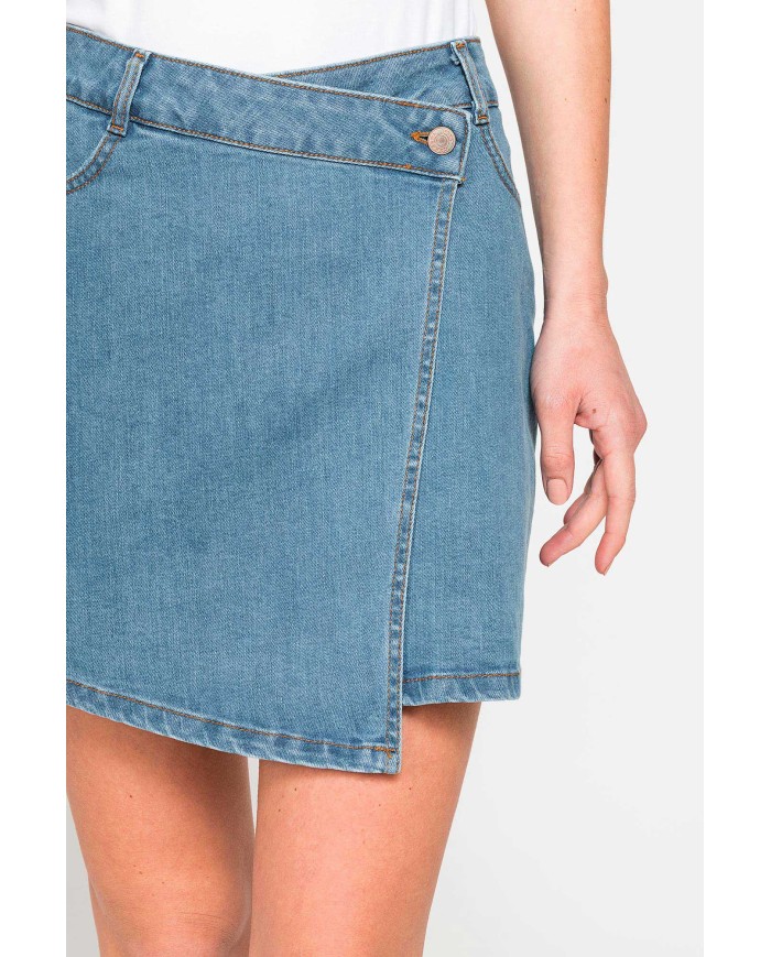 MINIGONNA ASIMMETRICA IN DENIM STRETCH 12oz