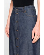 GONNA LUNGA CON ARRICCIATURA IN DENIM LEGGERO 7oz