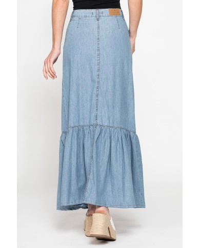 GONNA LUNGA CON ARRICCIATURA IN DENIM LEGGERO 7oz GONNA LUNGA CON ARRICCIATURA IN DENIM LEGGERO 7oz
