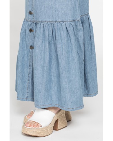GONNA LUNGA CON ARRICCIATURA IN DENIM LEGGERO 7oz GONNA LUNGA CON ARRICCIATURA IN DENIM LEGGERO 7oz