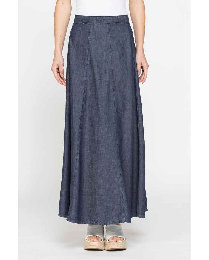 GONNA LUNGA MODELLO A PANNELLI IN DENIM LEGGERO 7oz