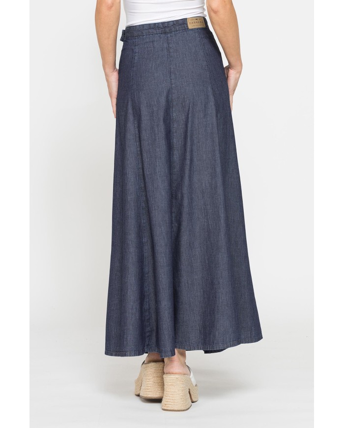 GONNA LUNGA MODELLO A PANNELLI IN DENIM LEGGERO 7oz