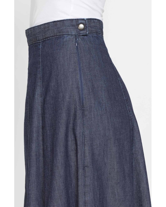 GONNA LUNGA MODELLO A PANNELLI IN DENIM LEGGERO 7oz