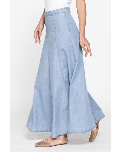 GONNA LUNGA MODELLO A PANNELLI IN DENIM LEGGERO 7oz GONNA LUNGA MODELLO A PANNELLI IN DENIM LEGGERO 7oz