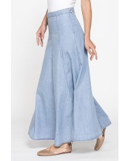 GONNA LUNGA MODELLO A PANNELLI IN DENIM LEGGERO 7oz