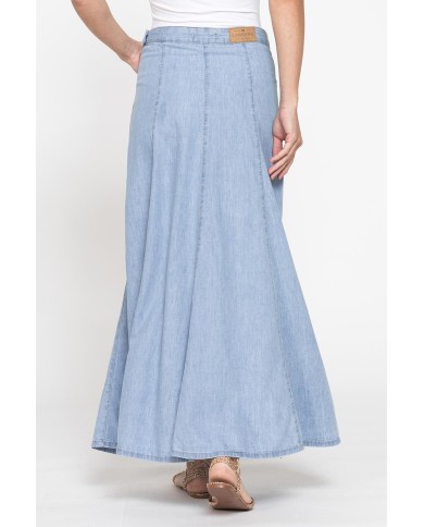 GONNA LUNGA MODELLO A PANNELLI IN DENIM LEGGERO 7oz GONNA LUNGA MODELLO A PANNELLI IN DENIM LEGGERO 7oz