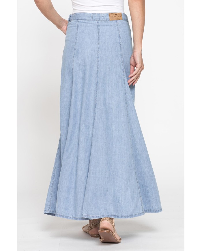 GONNA LUNGA MODELLO A PANNELLI IN DENIM LEGGERO 7oz