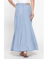 GONNA LUNGA MODELLO A PANNELLI IN DENIM LEGGERO 7oz