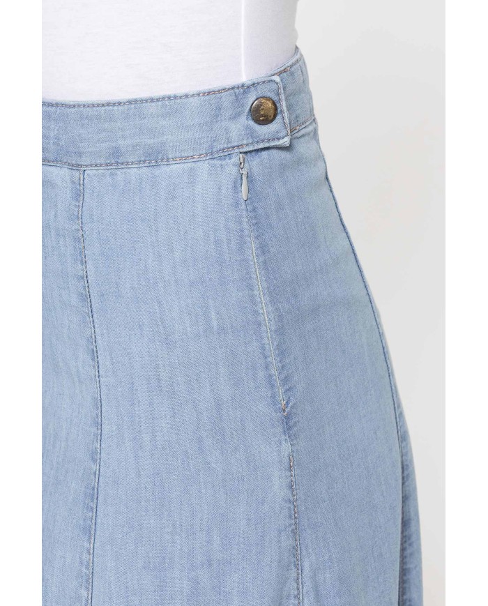 GONNA LUNGA MODELLO A PANNELLI IN DENIM LEGGERO 7oz