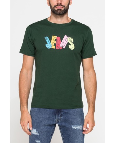 T-SHIRT GIROCOLLO IN COTONE CON STAMPE GRAFICHE