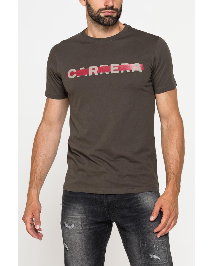 T-SHIRT GIROCOLLO IN COTONE CON STAMPE GRAFICHE