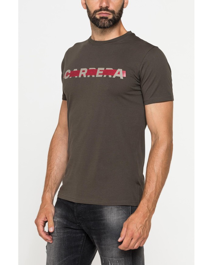 T-SHIRT GIROCOLLO IN COTONE CON STAMPE GRAFICHE