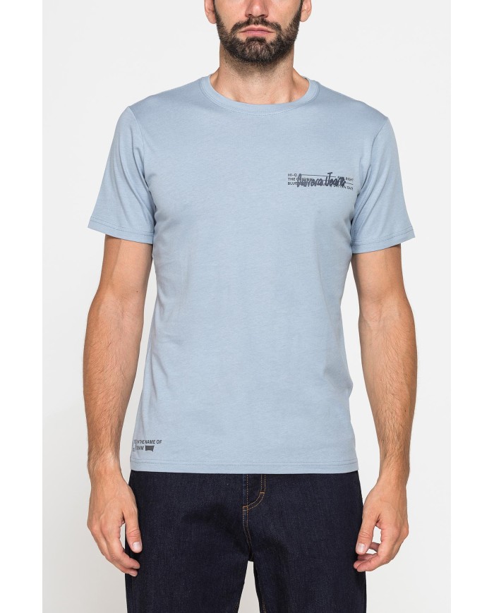 T-SHIRT GIROCOLLO IN COTONE CON STAMPE GRAFICHE