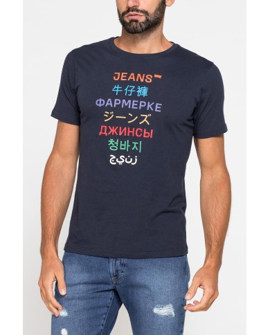 T-SHIRT GIROCOLLO IN COTONE CON STAMPE GRAFICHE