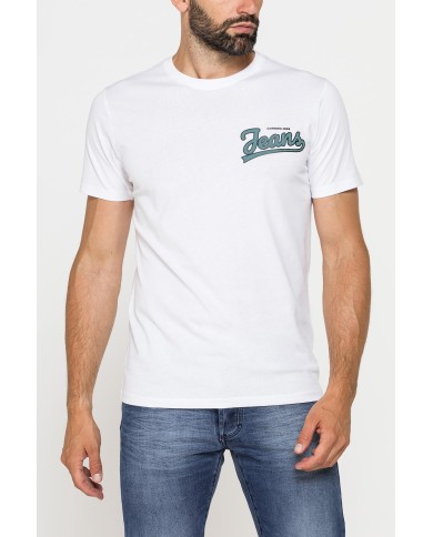 T-SHIRT GIROCOLLO IN COTONE CON STAMPE GRAFICHE