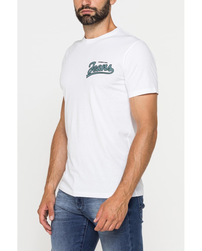 T-SHIRT GIROCOLLO IN COTONE CON STAMPE GRAFICHE