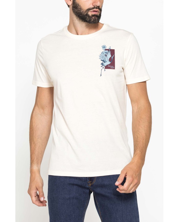 T-SHIRT GIROCOLLO IN COTONE CON STAMPE GRAFICHE