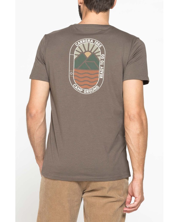 T-SHIRT GIROCOLLO IN COTONE CON STAMPE GRAFICHE