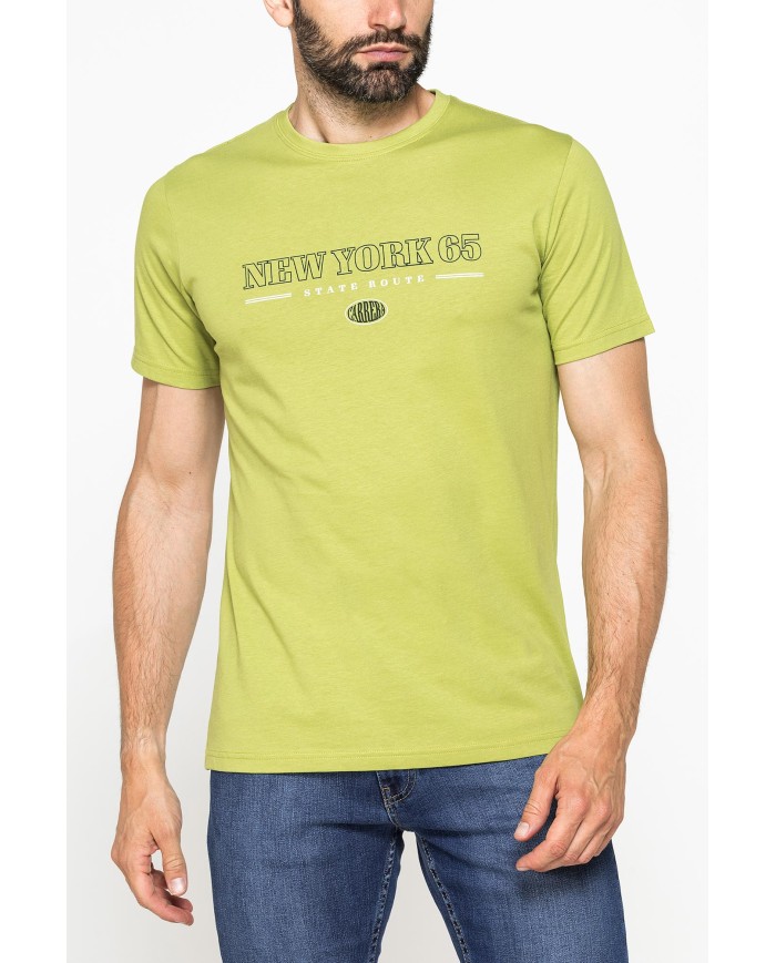 T-SHIRT GIROCOLLO IN COTONE CON STAMPE GRAFICHE