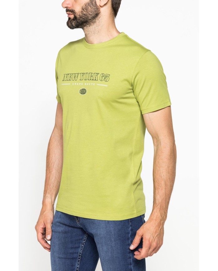 T-SHIRT GIROCOLLO IN COTONE CON STAMPE GRAFICHE