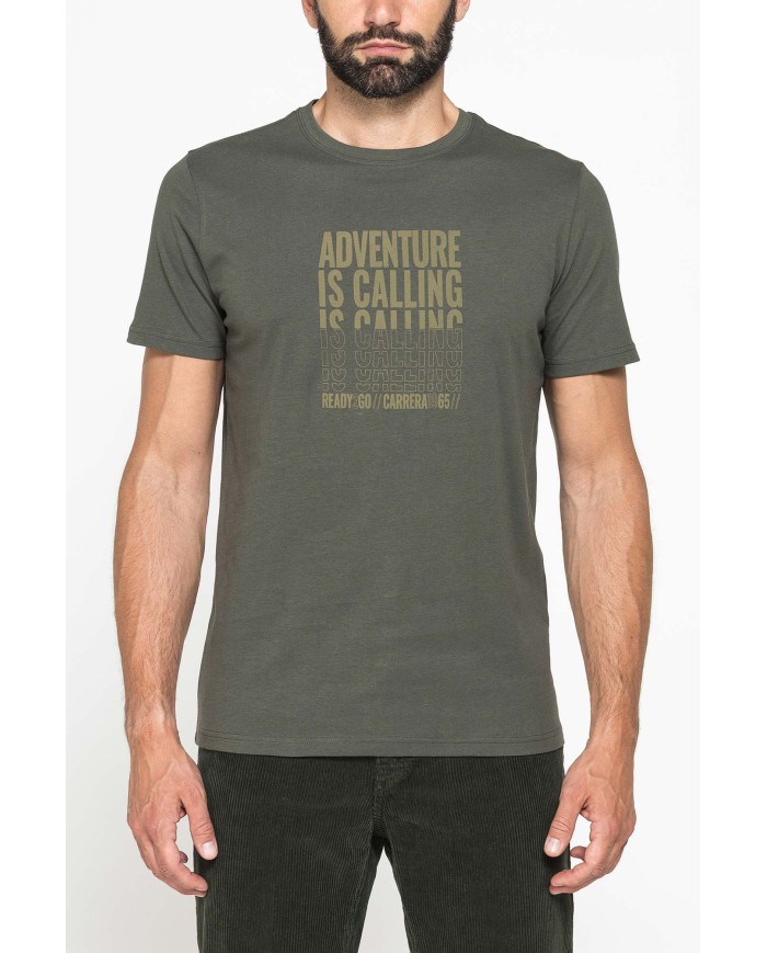 T-SHIRT GIROCOLLO IN COTONE CON STAMPE GRAFICHE