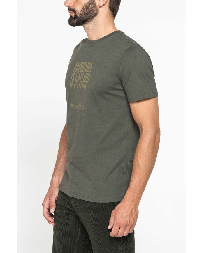 T-SHIRT GIROCOLLO IN COTONE CON STAMPE GRAFICHE