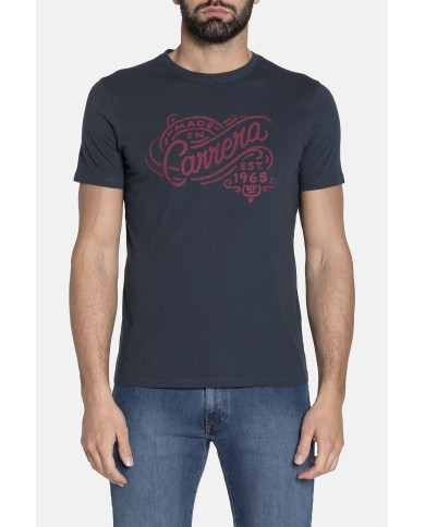 T-SHIRT GIROCOLLO IN JERSEY CON STAMPA FRONTALE