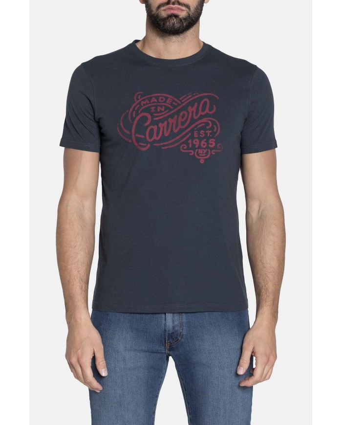 T-SHIRT GIROCOLLO IN JERSEY CON STAMPA FRONTALE