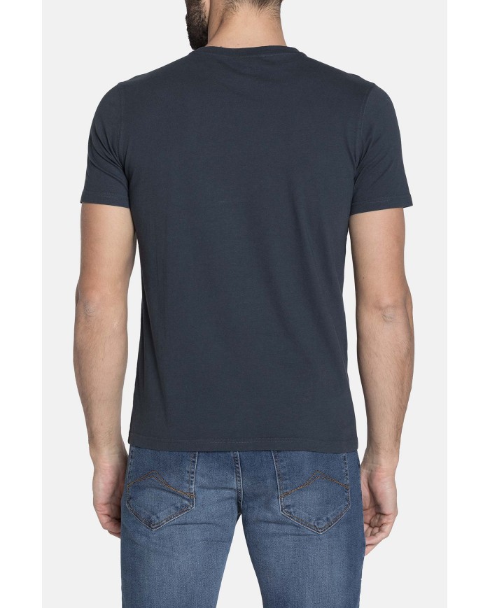 T-SHIRT GIROCOLLO IN JERSEY CON STAMPA FRONTALE