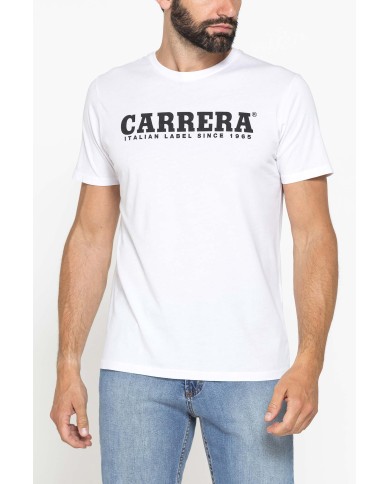T-SHIRT GIROCOLLO IN COTONE CON STAMPA LOGO CARRERA