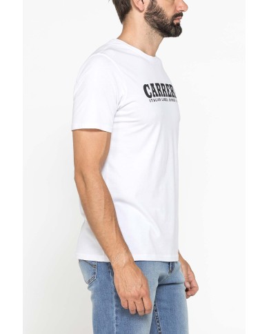T-SHIRT GIROCOLLO IN COTONE CON STAMPA LOGO CARRERA