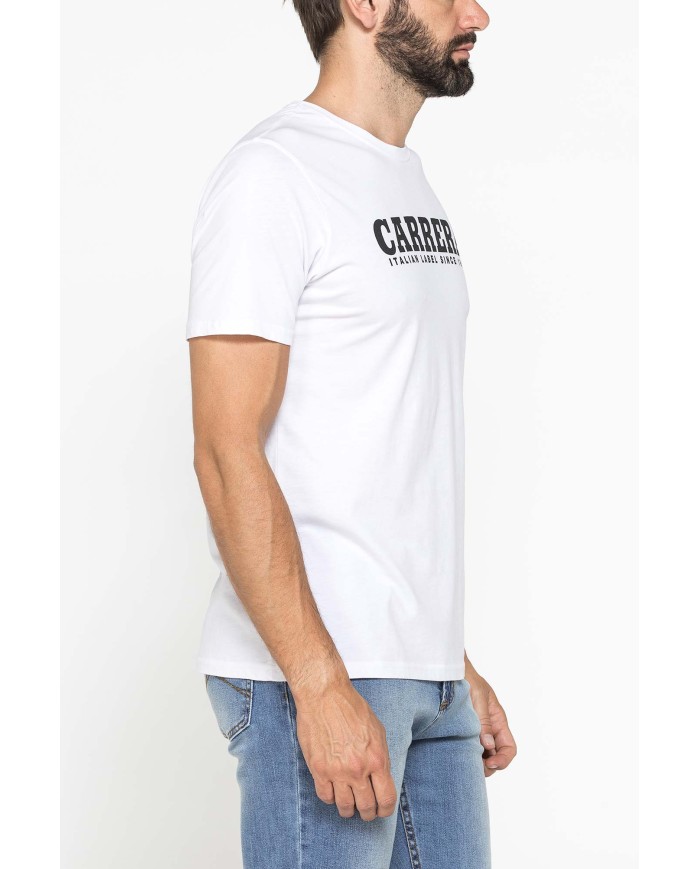 T-SHIRT GIROCOLLO IN COTONE CON STAMPA LOGO CARRERA