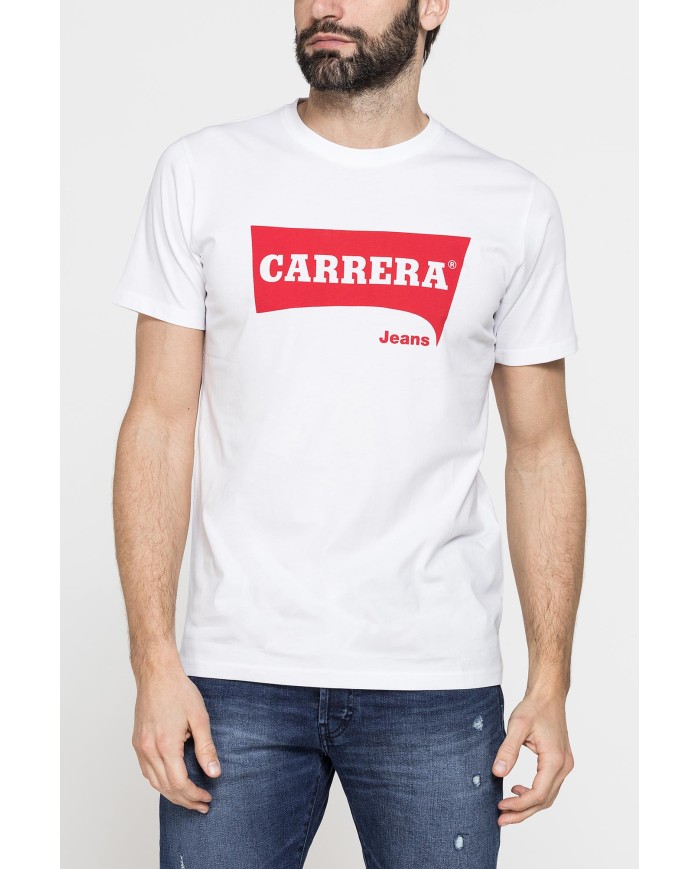 T-SHIRT GIROCOLLO IN COTONE CON STAMPA LOGO CARRERA
